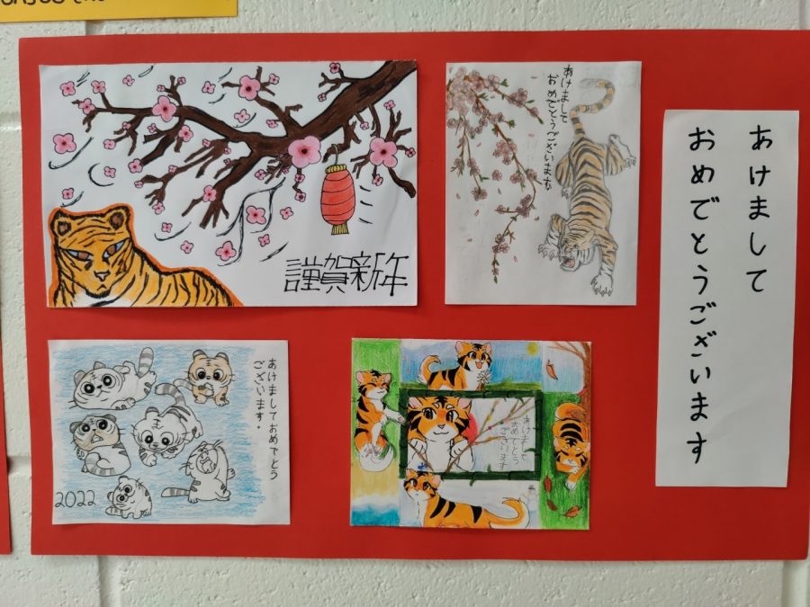 Students in the Japanese I classes made new years cards to recognize the Year of the Tiger.