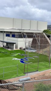 School logos have been added to the home plate area of the baseball diamond and in the outfield of the softball field. This photo was taken October 20.
