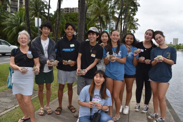 Members of the Moanalua High School Pacific Asian Affairs Council made Genki Balls Feb. 24 as part of a community service project. They made balls of dirt and special microorganisms that eat up harmful bacteria in the water.
