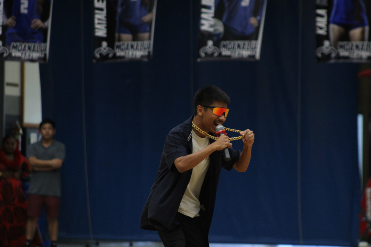 Dominic Alexus Domingo moves the crowd and performs “Pandemonium” by NF.

Domingo won second place in the talent show.