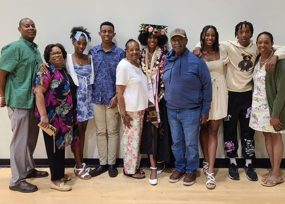 Zaria Queen and her family at her older sister’s college graduation.