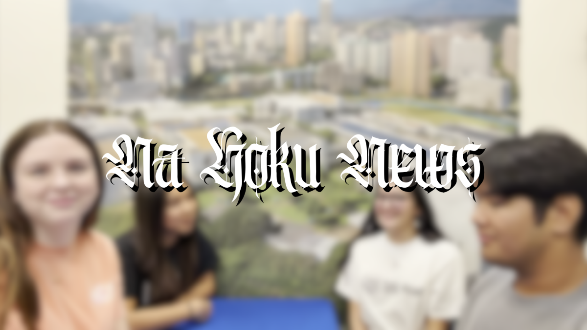 Adela Heath and Serenity Rivera discuss with MeneMac member, Angelica Joy Burguillos, and Moanalua High School yearbook staff member, Nash Ethan Valdez, about the similarities and differences when reporting on stories across different forms of media and journalism.